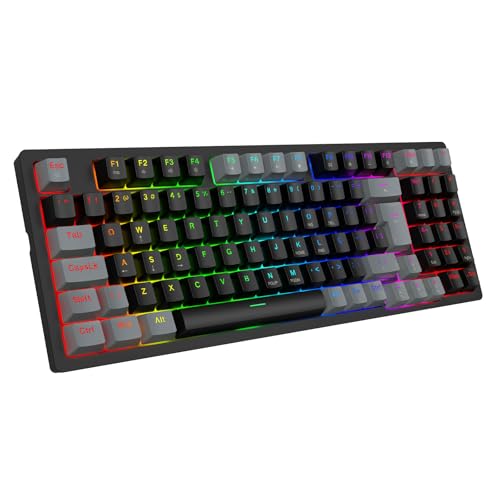 Teclado Mecânico Gamer com Fio 95 Teclas RGB Switch Vermelho Hot Swap