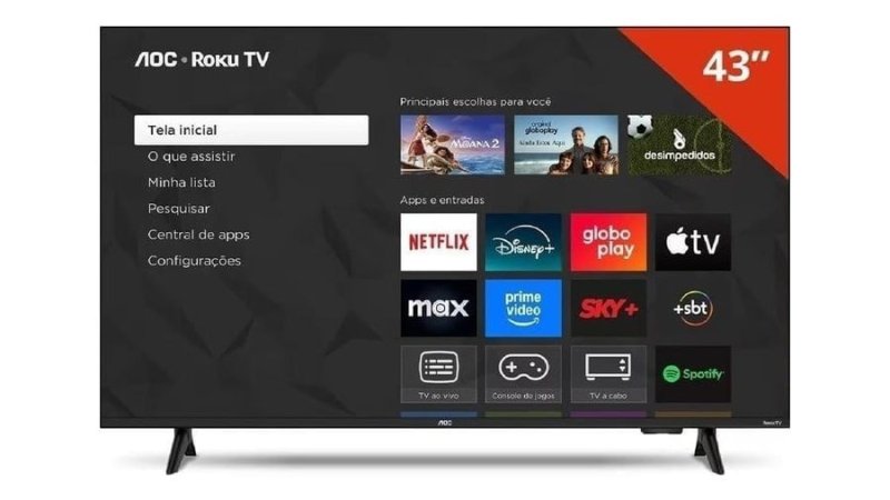 AOC Smart TV 43 Polegadas Full HD LED Roku TV 43S5155/78G
