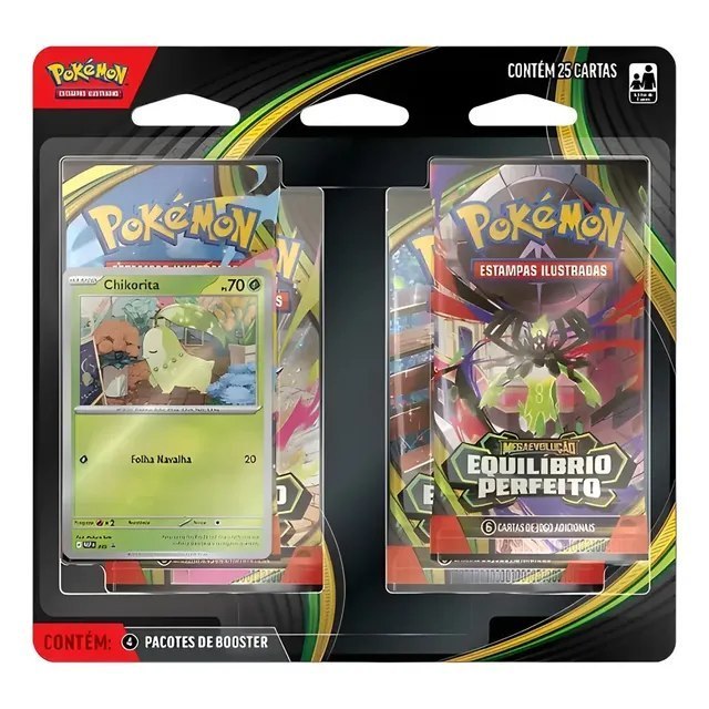 Cartas Pokémon Equilíbrio Perfeito Chikorita 25 Cards Copag Português