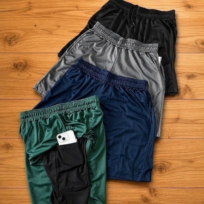 Kit com 4 Shorts Masculinos 2 Em 1 Dryfit para Corrida e Academia
