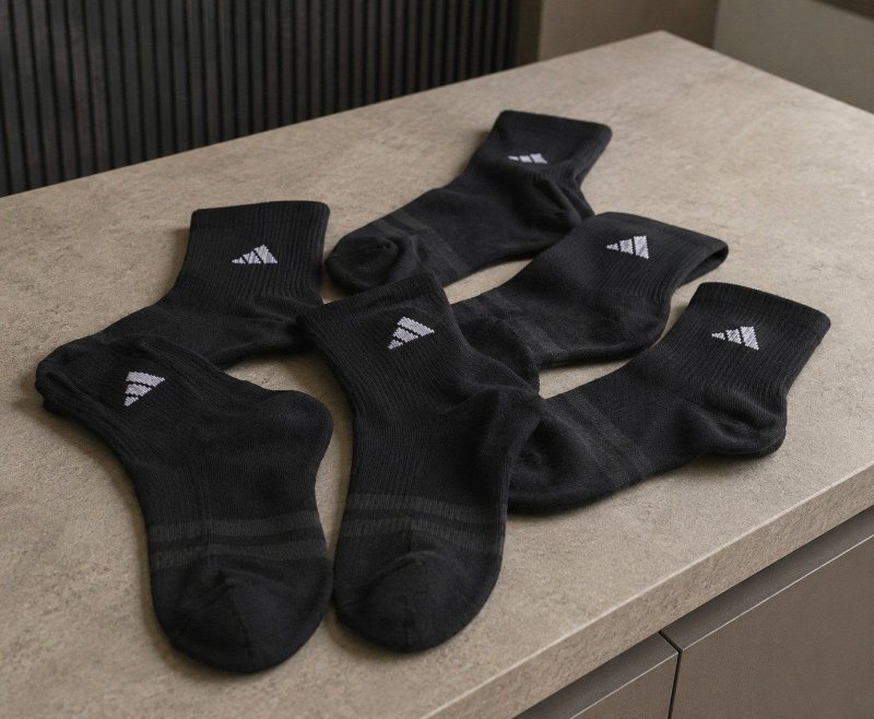 Kit 6 Pares Meias Cano Médio Esportes adidas Preto Logo 39 Br