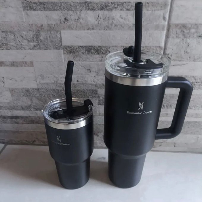 Kit Copo Térmico Inox 1200ml e 600ml Com Tampa e Canudo