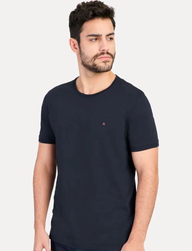 Camiseta Aramis Masculina Basic Lisa Light Logo Azul Marinho