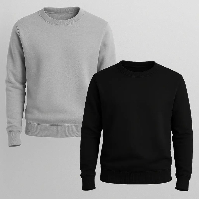 Kit 2 Blusa Moletom Masculino Gola Careca Algodão Premium