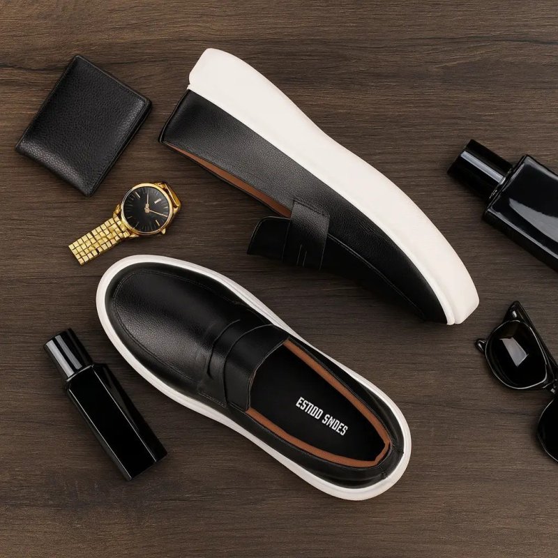 Sapato Loafer Masculino Mocassim Couro Casual Comfort Luxo