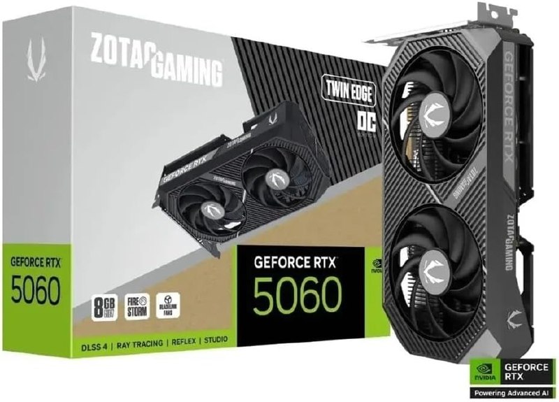 Placa de Vídeo ZOTAC GAMING GEFORCE RTX 5060 8GB 128BITS GDDR7 TWIN EDGE OC