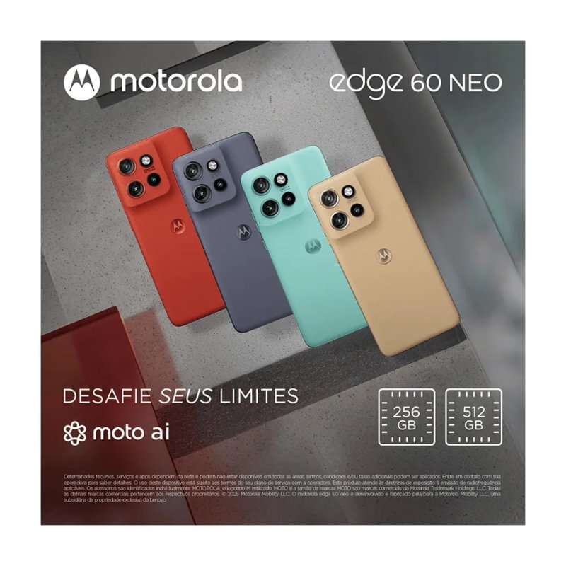 Motorola Edge 60 Neo 5G - Smartphone com Tela 1.5K, 256GB Storage e 24GB RAM