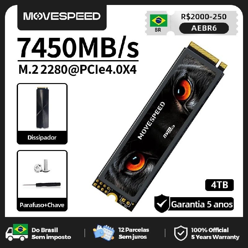 SSD NVMe Movespeed 4TB Gen4 7450 MB/s