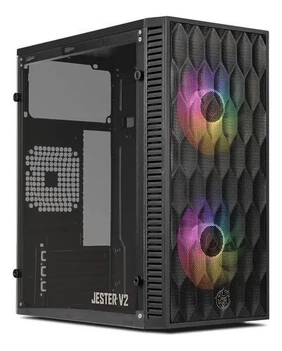 Gabinete Gamer Tgt Jester V2 Preto Mini-tower Com Acrílico E 2 Fans Rainbow