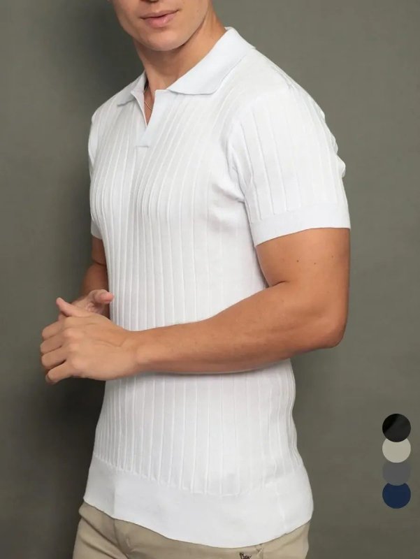 Camisa Polo Masculina Tricot Gola V Capri Casual Premium
