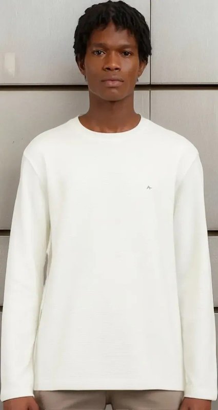 Blusa Aramis Masculina Regular Suedine Canelado Off-white