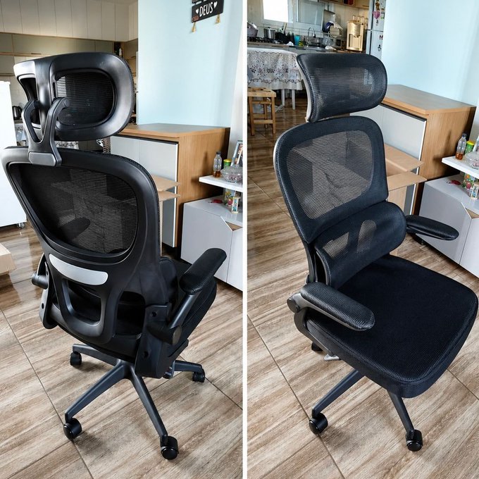 Cadeira de Escritório Ergonômica Giratória C600 FivDaily com Apoio de Cabeça e Suporte Lombar Mesh