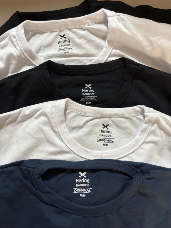 Kit 5 Camisetas Hering Básica Algodão