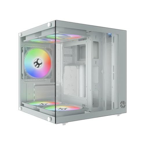 Bluecase Gabinete Gamer Aquário Life Pro MICRO-ATX, MINI-ITX com 5 Fans Rainbow Branco