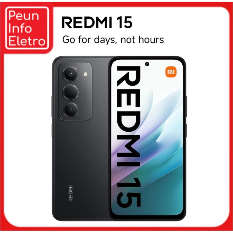Celular Redmi 15 4G 128GB + 6GB RAM NFC 6.9" CAM 50MP bateria 7000mAh PRETO
