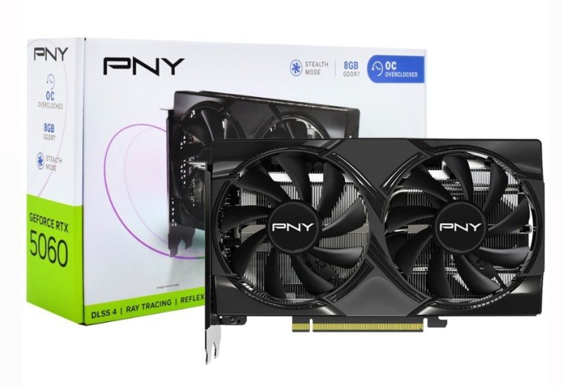 Placa de Vídeo NVIDIA GeForce PNY RTX5060 8GB DUAL FAN OC