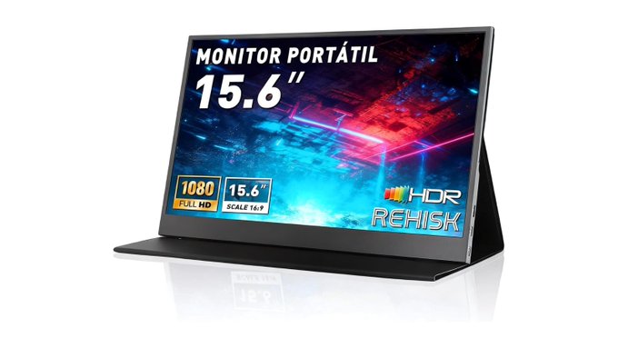 Monitor Portátil 15.6" Full HD 1080P IPS com Capa Magnética e Conexões USB-C e Mini HDMI