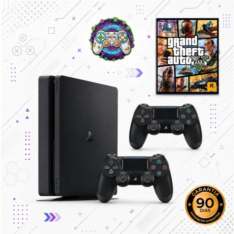 Playstation 4 - Slim 1 TERA ou 500 GB - Vídeo Game Completo + 1 Jogo Surpresa + 90 dias de garantia