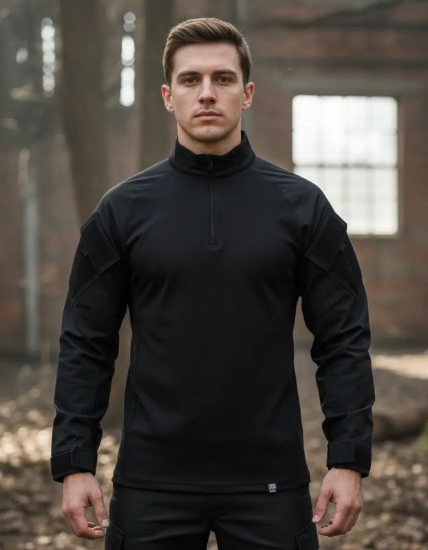 Camisa Combat Shirt Masculina Preta Airsoft Militar Rip Stop