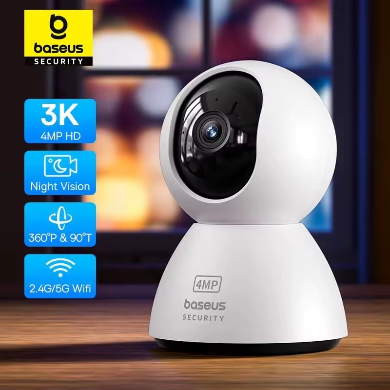 Baseus Câmera IP WiFi 4MP 3K PT com Detecção Inteligente