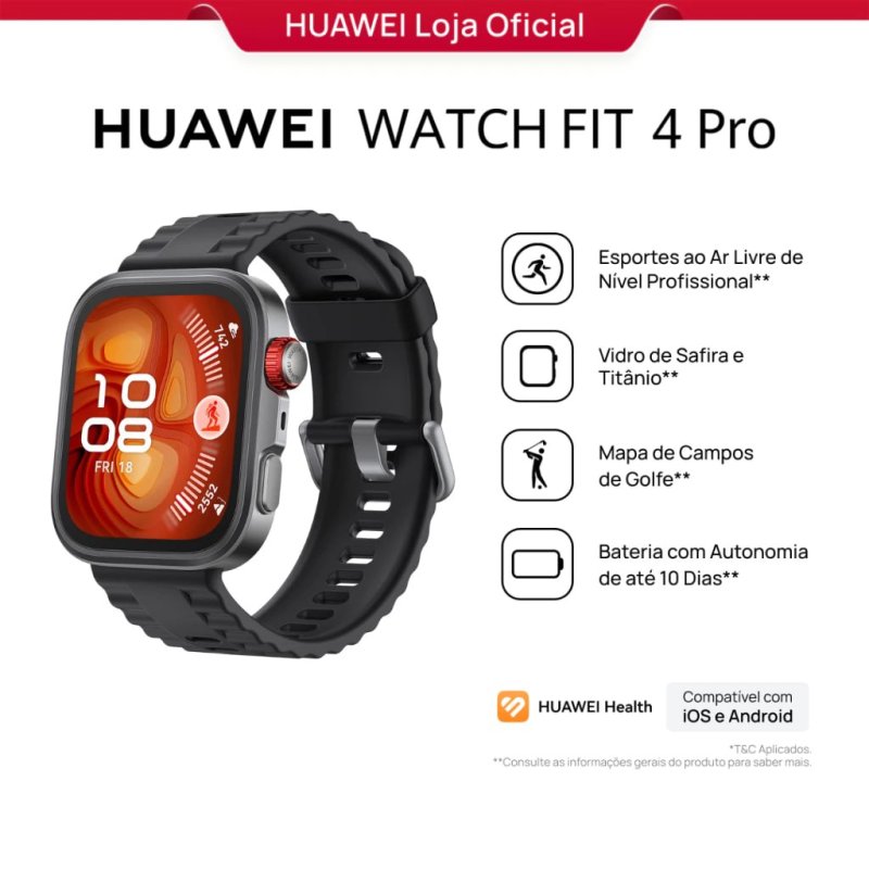 HUAWEI WATCH FIT 4 Pro – Smartwatch Premium para Esportes e Aventuras Outdoor