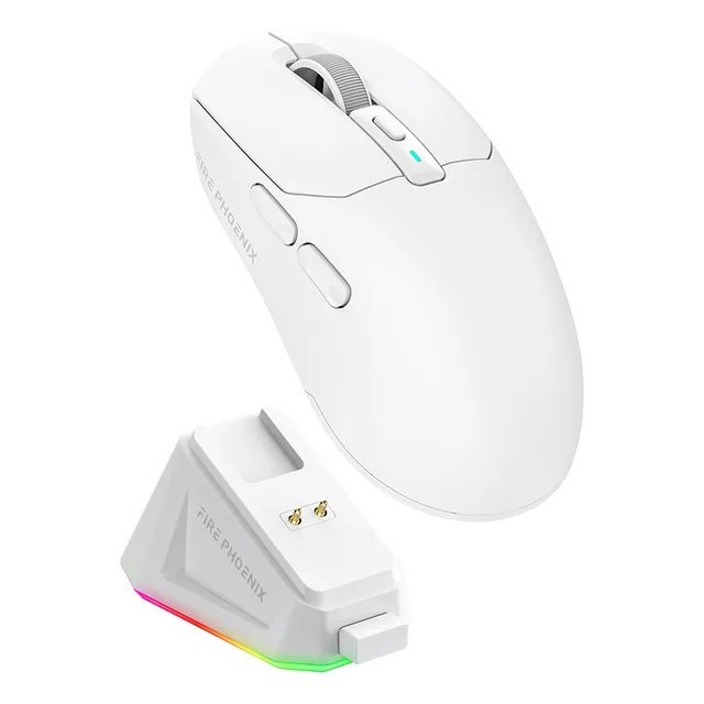 Mouse Gamer Sem Fio Fire Phoenix 24000dpi Paw3311 Branco