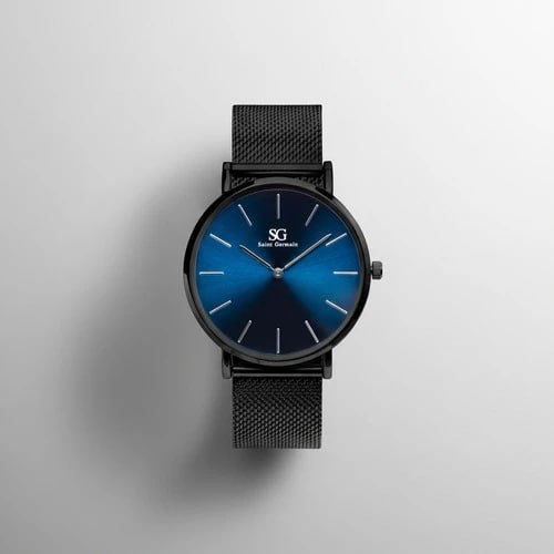 Relógio Masculino Saint Germain Houston Full Blue 40mm - Preto com Fundo Azul