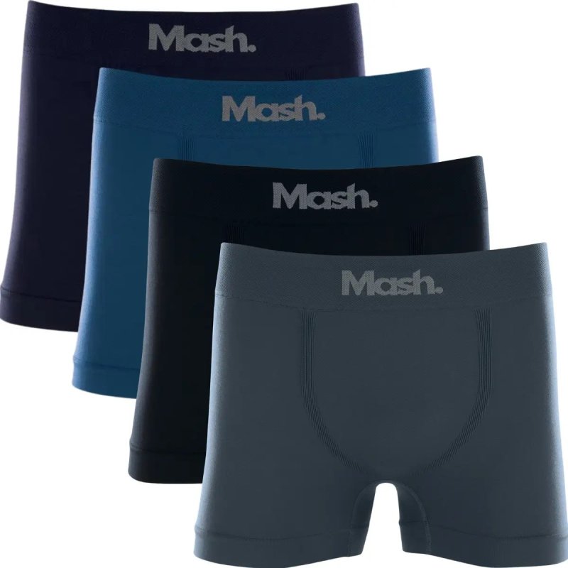 Kit com 4 Cuecas Boxer Mash Microfibra Sem Costura