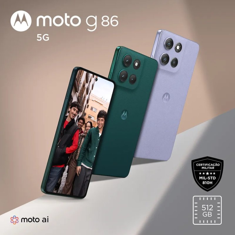 Motorola Moto G86 5G com 512GB de armazenamento e 24GB de RAM