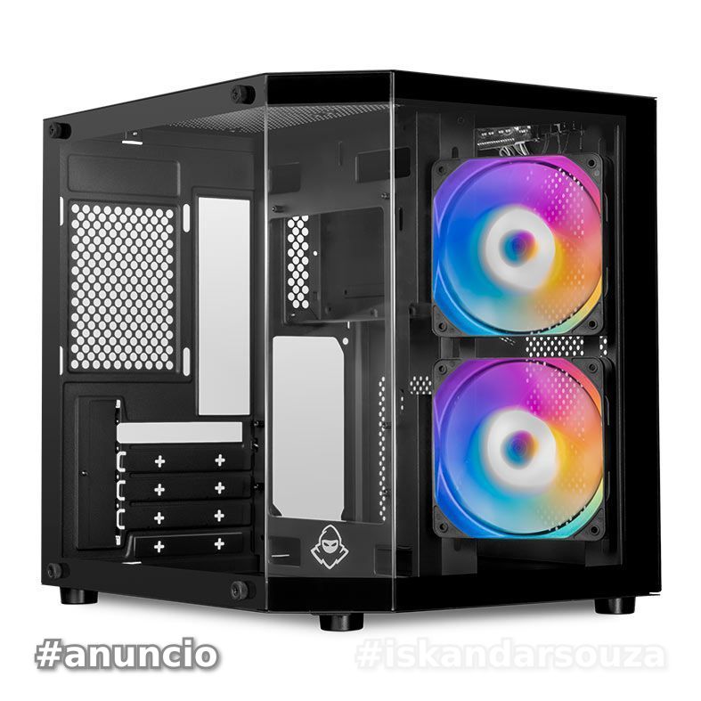 Gabinete Gamer Aquário Mancer CV700M, Mini-Tower Lateral de Vidro Com 2 Fans Preto MCR-CV700M-BK-2F