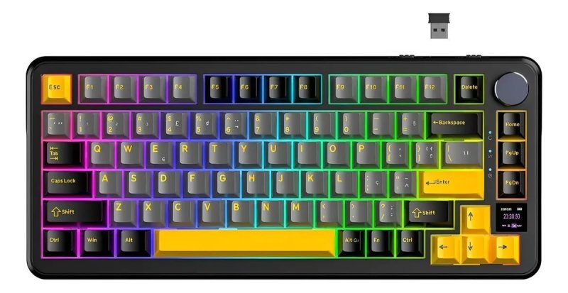 Teclado Mecânico Sem Fio Attack Shark X85pro 75% Tela Tft Preto Estrelado Português Brasil