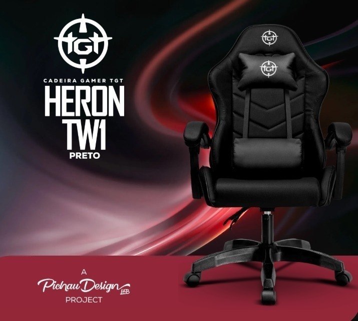 Cadeira Gamer TGT Heron TW1, Preto, TGT-HRTW1-PRT