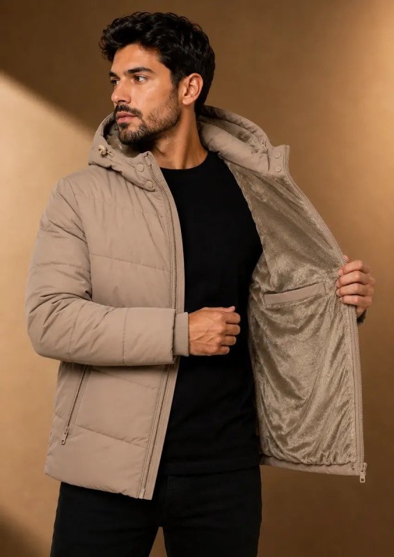 Jaqueta Puffer Térmica com Capuz