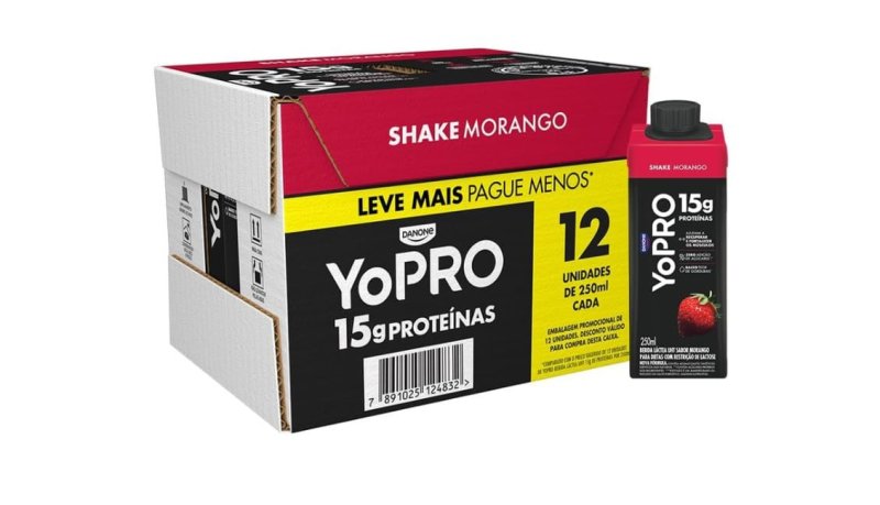 12 unidades YoPRO Morango 15g Proteína 250ml