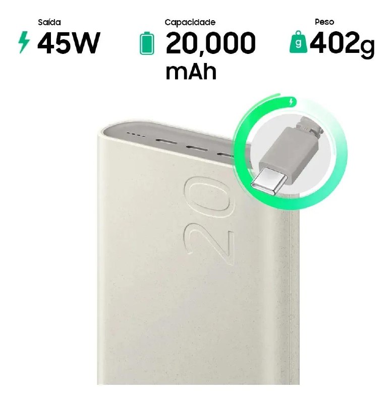 Carregador Portátil Samsung 20.000mAh 45W