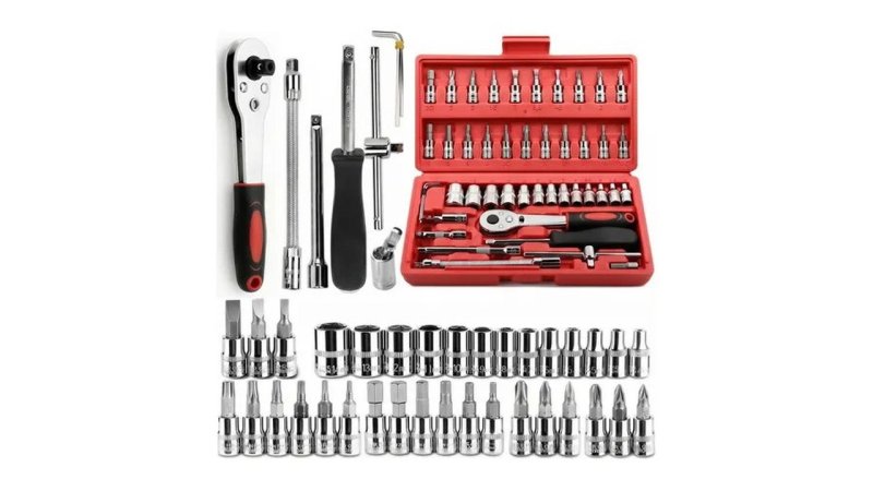 Kit 46 Peças Jogo De Chave Catraca Soquete Combo Maleta