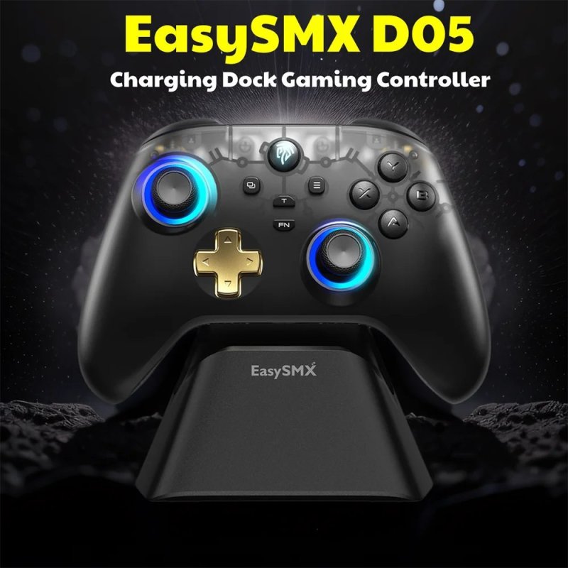 Controle Easysmx D05 com Dock Carregamento, RGB, Hall Effect