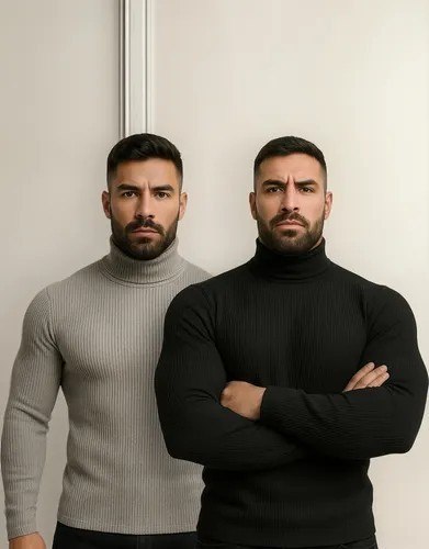 Kit 2 Blusa Cacharrel Masculino Gola Alta Canelado Camisas