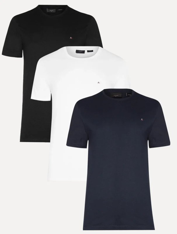 Kit 3 Camisetas Aramis Preta, Branca e Azul Marinho