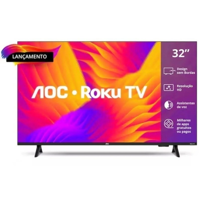 Smart TV LCD LED 32" AOC 32S5155/78G - Wi-Fi, HD, Quad Core, Dolby Áudio, 60 Hz