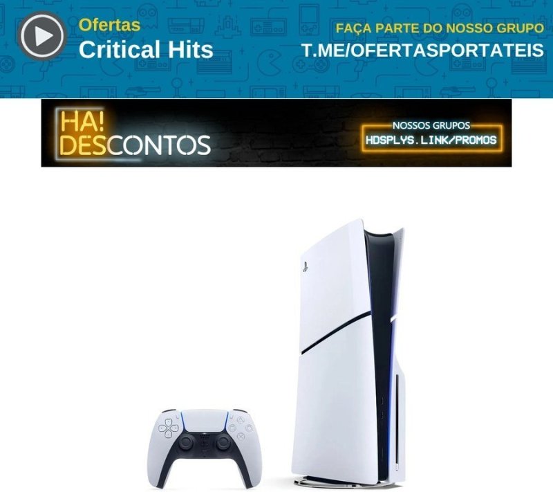 Console Sony Playstation 5 Edição Slim Disk 1tb Branco + Controle Sem Fio Dualsense Ps5 Branco
