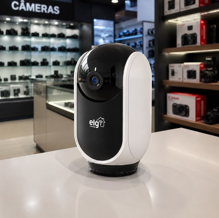 ELG SHCR600 Câmera Robô 360° Full HD 1080P Inteligente Wi-Fi 2.4GHz Compatível com Alexa Áudio Bidirecional Zoom Digital 6x Branco