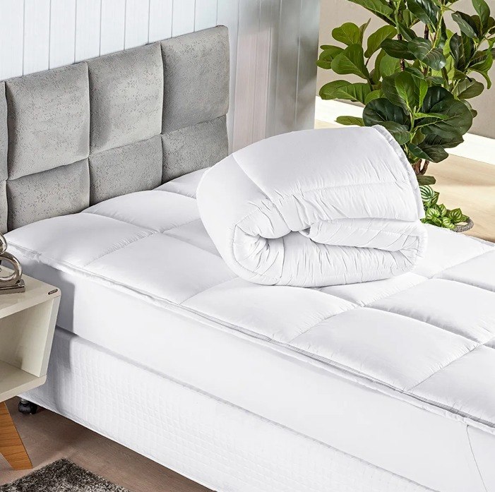 Pillow Top Protetor Colchão Cama Casal 400 Fios Toque Macio