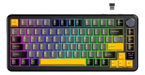 Teclado Mecânico Sem Fio Attack Shark X85pro 75% Tela TFT Preto Estrelado Português Brasil