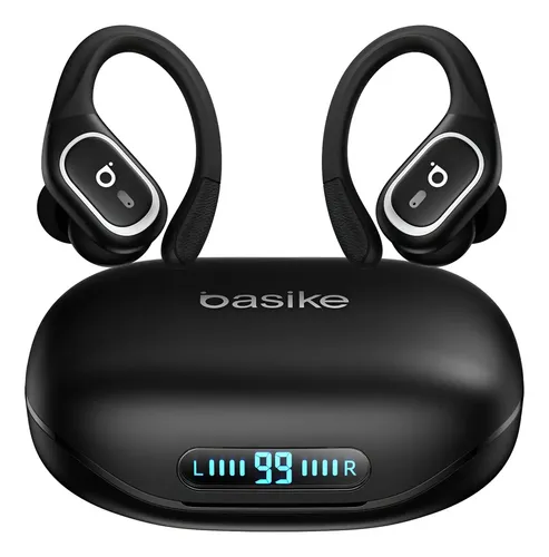 Basike Fone De Ouvido Bluetooth 6.0 Esportivo Sem Fio Gancho Intra-auricular Estéreo Com display Led Tws Ipx5 Enc Suporta Chamadas De Voz Compatível Android E Ios Preto