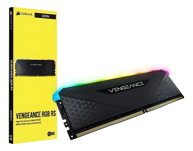 Memoria RAM para PC 16GB 1x16GB DDR4 3200MHz CL16 Corsair Vengeance RGB RS CMG16GX4M1E3200C16 Cor Preto