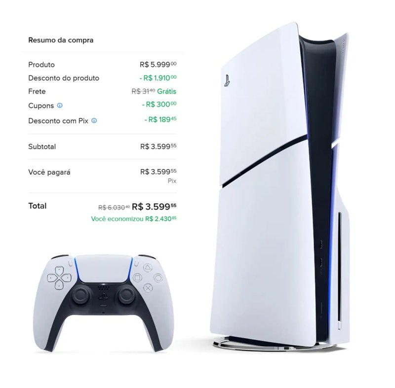 Console Sony Playstation 5 Edição Slim com Leitor 1TB