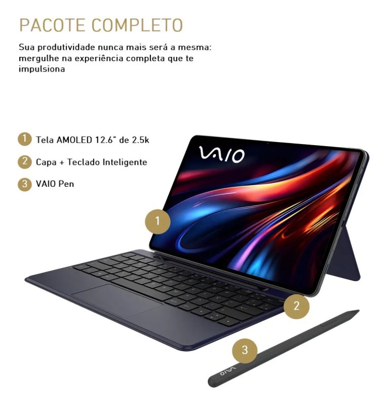 VAIO TL12 512GB 12GB RAM - Tela AMOLED 12.6" 2.5K - 5G - Preto