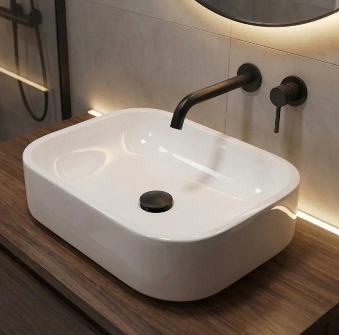 Cuba Pia De Apoio Sobrepor 37x27cm Branca Para Banheiro Lavabo Armário Gabinete Suspenso Luce