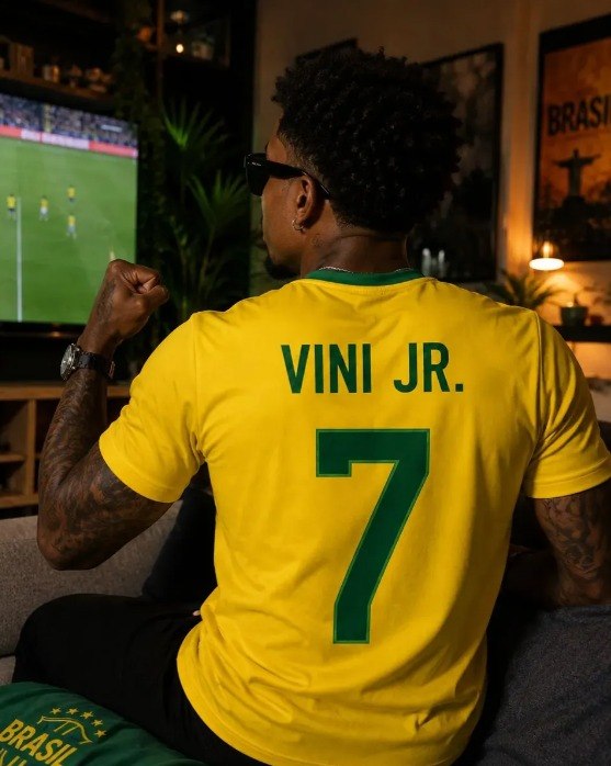 Camiseta Vini Jr. Brasil Dry Fit Copa 2026 Lançamento